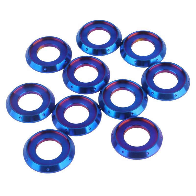 10Pcs Titanium Flange Washer M5 M6 M8 M10 Spacer Washer for Motorcycle Car (Burnt Blue, M10) Burnt Blue