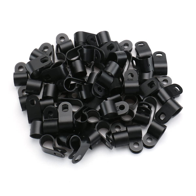 Baomain R-Type Cable Clamp 3/8 Inch UC-2 Black Pack of 100