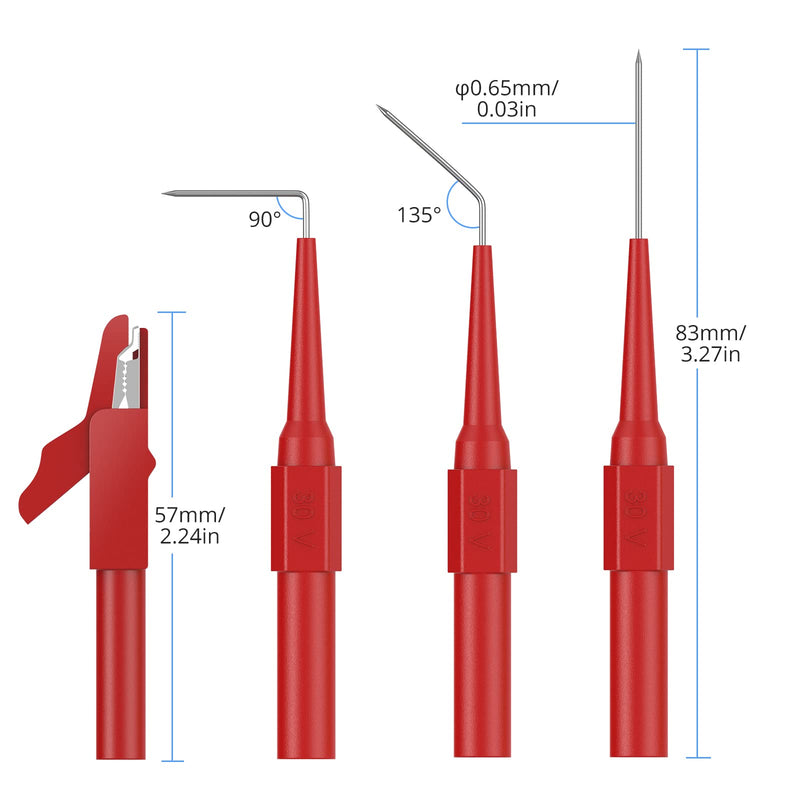 CAMWAY 25pcs Back Probe Test Lead- 15pcs Back Probe Pins & 5pcs Banana Plug to Alligator Clip 5 PCS Alligator Clips for Multimeter Diagnosis Circuit Testing