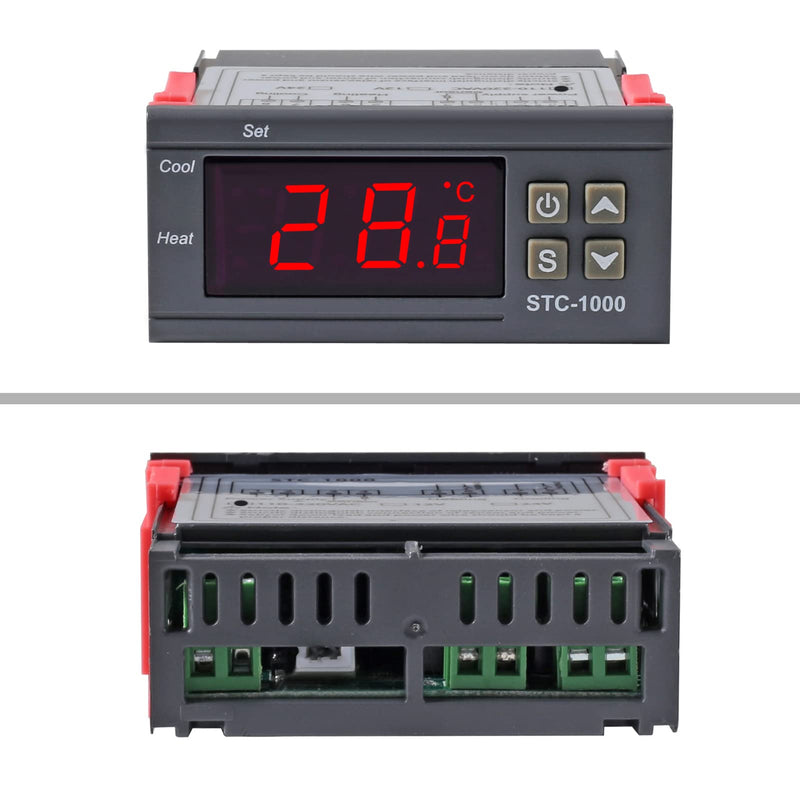 2 Pack STC-1000 AC 10A 110V-220V All-Purpose Digital LED Temperature Controller Heating Cooling Thermostat 2 Relays Output with NTC Sensor Probe