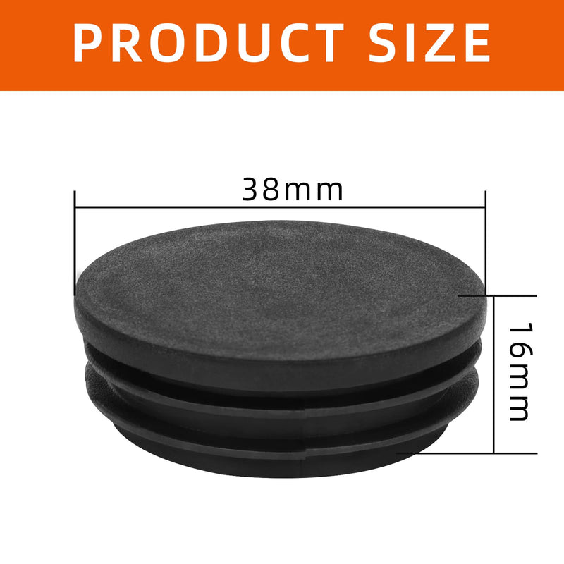 38mm (1-1/2 Inch) Round Plastic Plug, Round Black Plastic End Cap, Hardware Plugs, Pipe Tubing End Cap for Chair Table Stool Leg, 10 PCS 38mm