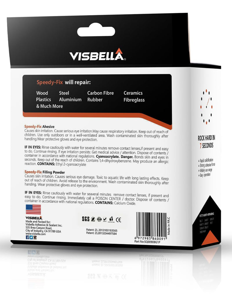 7 Seconds Speedy Fix Strong Instant Adhesive & Filling Powders Reinforcing Waterproof Super Repair Glue Fix for Metal Surfaces & Hard Plastic Products (Black&Grey 9PC) Black&Grey 9PC