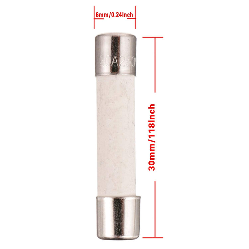 BOJACK Microwave Fuse 20a Ceramic Fuse 20 Amp 250V Slow-Blow Compatible and Universal Replacement for WB27X10388 and Other Microwaves 5 Piece