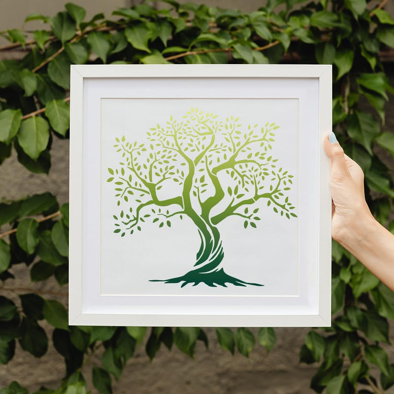 Yggdrasil Tree of Life Wall Stencil Template 11.8 x 11.8 Inch Reusable Plastic Tree Stencil for Painting on Wood Wall Floor Fabric Glass Furniture, Tree DIY Home Decor Or Craft Stencil Tree of Life A