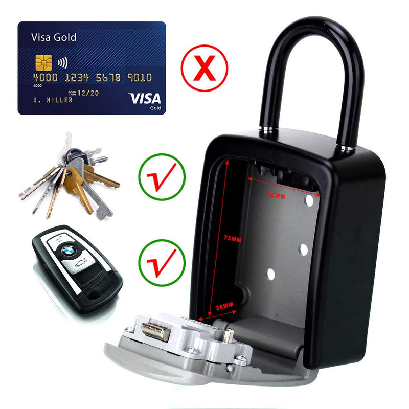 Key Lock Box, Combination Lock box with Code for House Key Storage, Combo Door Locker (Black-1pack)