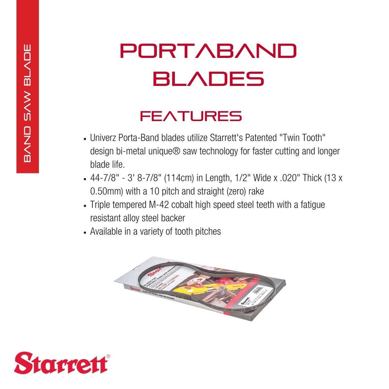 Starrett Univerz Portaband Bi-Metal Band Saw Blade 3 ft. 8 7/8" Portaband Bi-Metal PB TPI - Includes 3 Blades - BM10