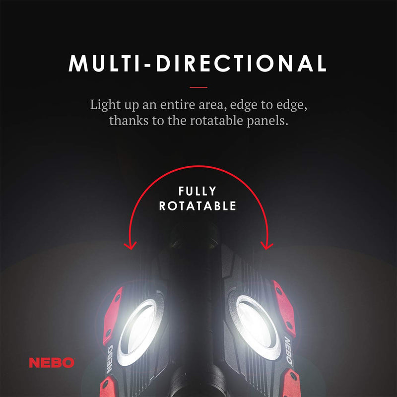 NEBO OMNI 2K Work Light: 2000 Lumen OMNI-Directional Rechargeable Portable Magnetic COB LED Flashlight USB Power Bank Six Light Modes