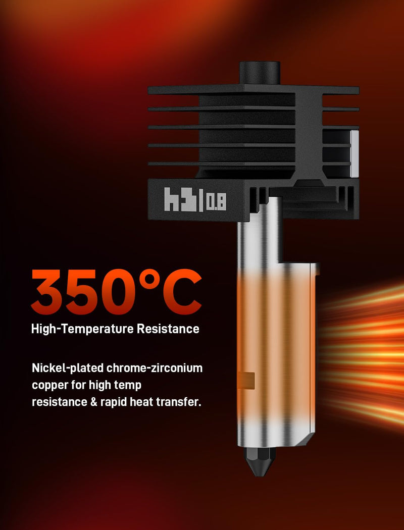 4Pcs 0.2/0.4/0.6/0.8MM H2 Series/X2D/P2S Hotend for Bambu Lab P2S/H2D/H2S/H2C/X2D 3D Printer, High Temperature Quick Swap Hardened Steel Nozzle Replacement with Silicone Cover Socks 4Pcs 0.2/0.4/0.6/0.8mm Hotends