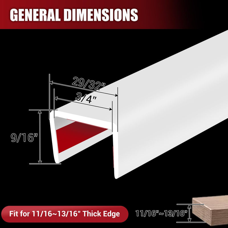 Cabinet Door Edge Protectors, 3/4" Self Adhesive Rubber Edge Guard, Protect Kitchen & Drawer Fronts, Edge Protectors for Drawers, Cabinets, Counter Tops, Desks and Shelves, White, 10Ft