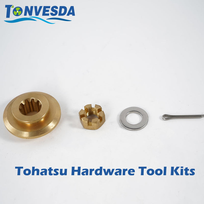 Outboard Upgrade Propeller Installation Hardware Tools Kit Fits Tohatsu 25-30HP, Includes Thrust Washer, Washer, Nut and Cotter Pin