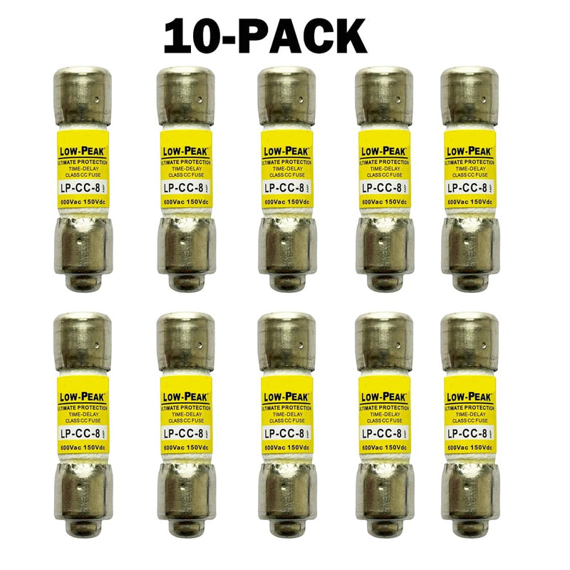 10-Pack New LP-CC-8 LP-CC-8A LP-CC 8A 600Vac Time Delay Fuse,LP-CC-8A Current Limiting Class CC Rejection Cartridge Fuses