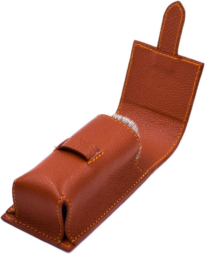 Parker Safety Razor Genuine Leather Travel Shaving Brush Case (Saddle Brown) - NewNest Australia