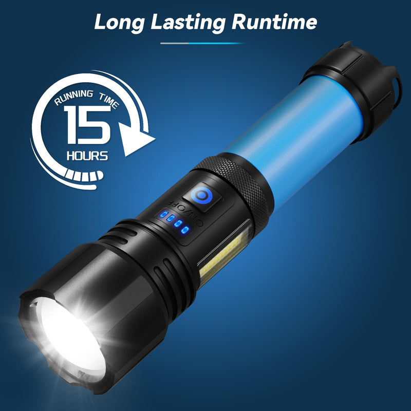 Flashlight LED Rechargeable Flashlights High Lumens, 99,000 LM Super Bright Powerful Flashlight, High Powered Flash Lights Waterproof Handheld Flashlights for Home Camping Hiking(2 Pack)