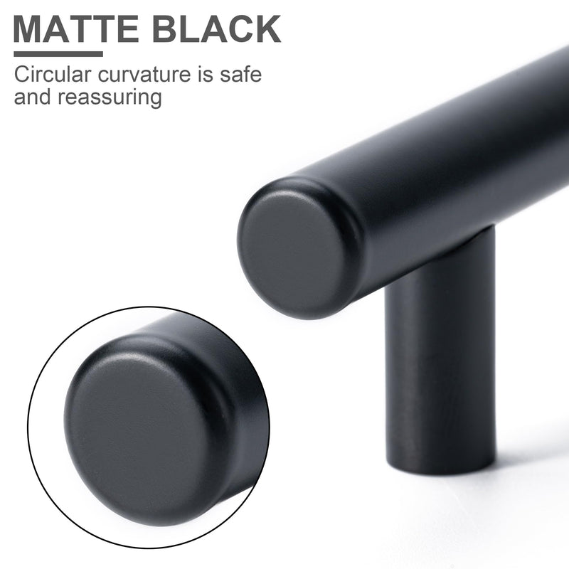 10 Pack Cabinet Pulls Matte Black Stainless Cabinet Handles, for Kitchen and Bathroom Cabinets, 5 Inch Length, 3 Inch Hole Center 1 Black-10 Pack