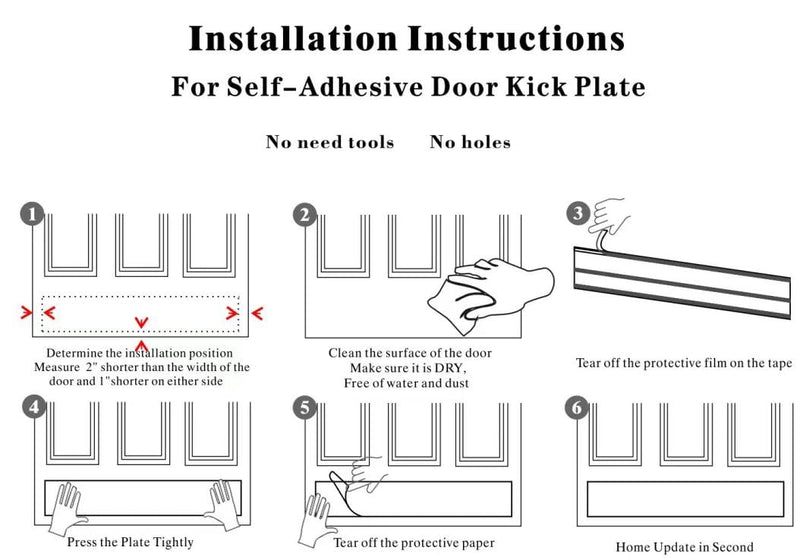 Self Adhesive Door Kick Plate 28 inches Acrylic Decorative Plates Pets Scratches Protector for Stick On Doors, 1/10 inch Thickness 6"x 28" White