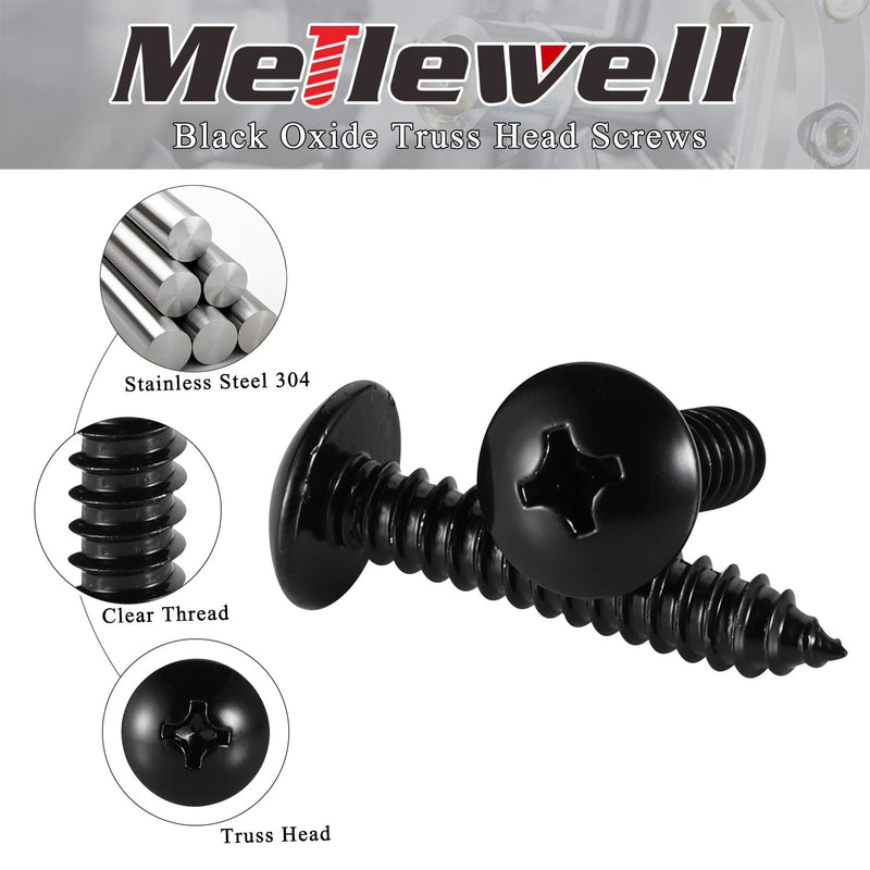#4 x 3/4" Truss Head Self Tapping Screws Sheet Metal Wood Screws, Stainless Steel 18-8 Black Finish, 100 PCS #4 x 3/4" - NewNest Australia
