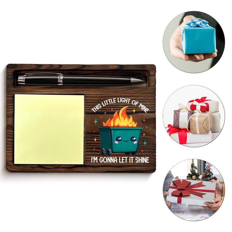 Funny Office Dumpster Fire Sticky Note Holder Dumpster Fire Gifts This Little Light of Mine I'm Gonna Let It Shine Post It Note Dispenser for Office Cubicle Desk Decor