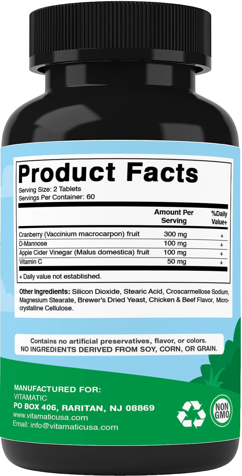 Vitamatic Cranberry for Dogs - 120 Chewable Tablets - Added D-Mannose, Apple Cider, Vitamin C for Urinary Tract Support, Bladder Support for Dogs - PawsPlanet Australia