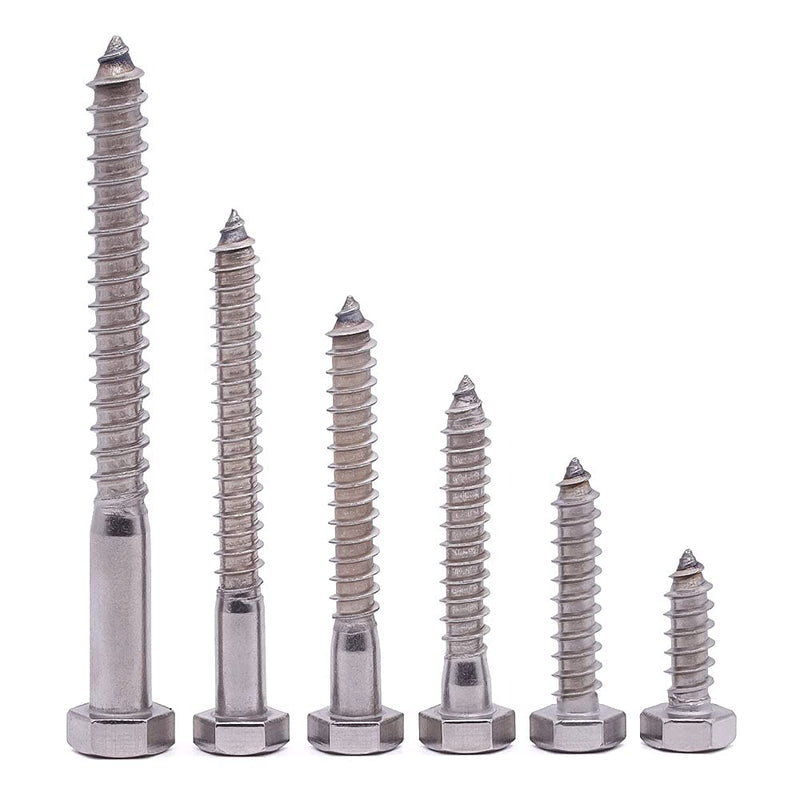 M6 x 65mm Hex Head Lag Bolts Screws, 304 Stainless Steel 18-8, Hexagon Head Deck Screws, Pack of 12 M6 x 65mm