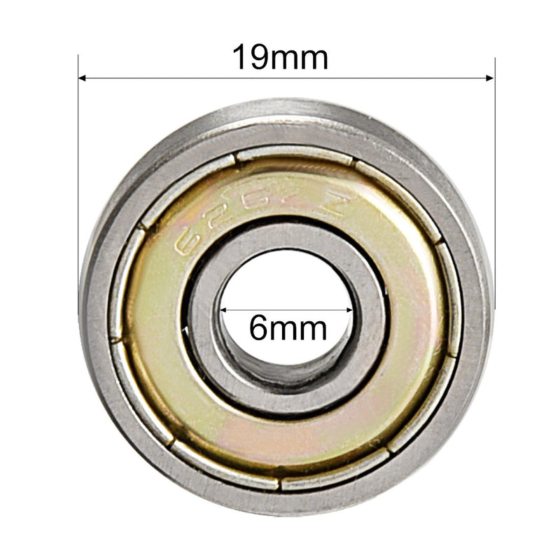 uxcell 626ZZ Ball Bearing 6mm x 19mm x 6mm Double Shielded 626-2Z 80026 Deep Groove Bearings, Carbon Steel (Pack of 4) 6mmx19mmx6mm