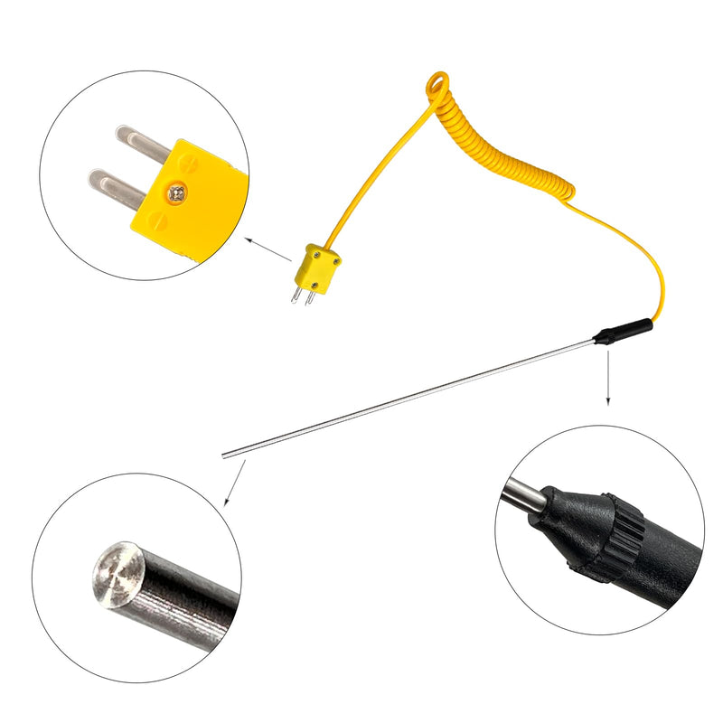 1 Pcs K Type Thermocouple Probe, Handheld Temperature Sensor Thermocouple Probe Stainless Steel Probe K Type Sensor High Temperature Thermocouple -50 to 400℃ (TP30) TP30