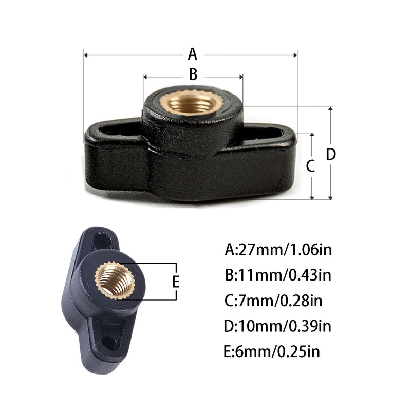 10PCS 1/4"Wing Knobs Through Hole T Knobs Hand Screw Nut T-Plastic Handle Nut,Thumb Screw Threaded Knobs for T Track Accessories, Feather Boards, Woodworking Jigs and Fixtures,1/4-20 Threaded Knob