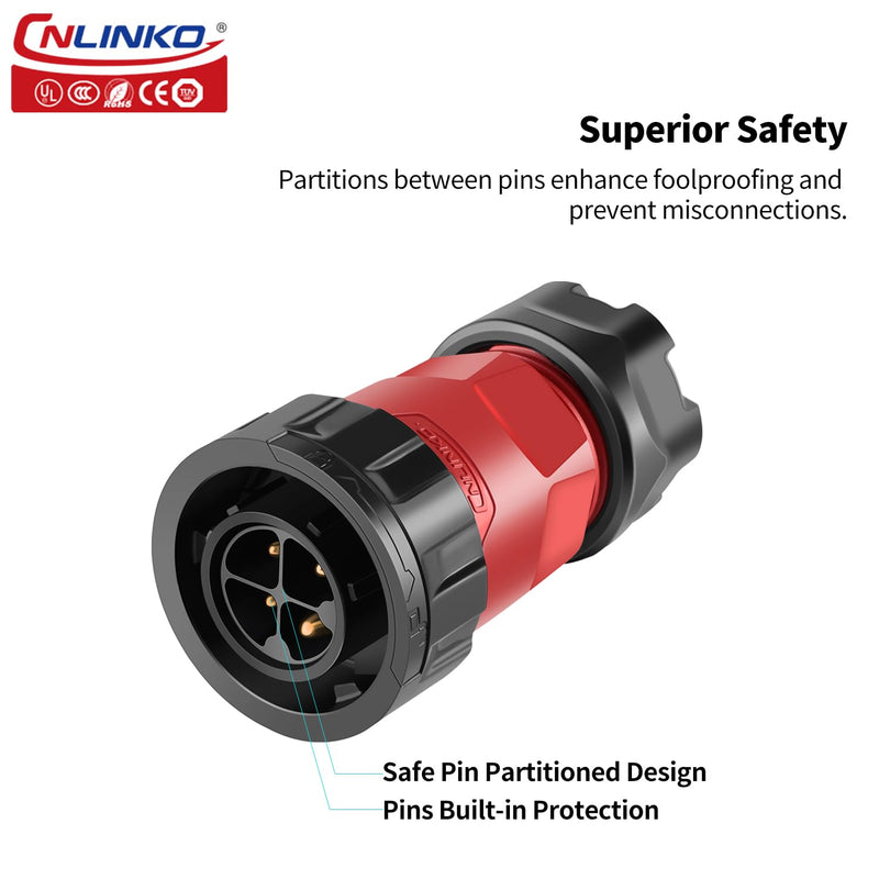 CNLINKO YM-20 4 PIN Industrial Waterproof Connector,IP68 Circular Connector,PBT Plastic Shell Quick Plug Aviation Connector M20 Male Plug and Female Plug 4-Pin