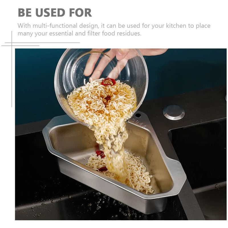 DOITOOL Stainless Steel Sink Basket Triangle Corner Strainer 9.64X6.88X3.14 Inch Hanging Kitchen Sink Draining Basket Food Waste Strainer and Storage Organizer