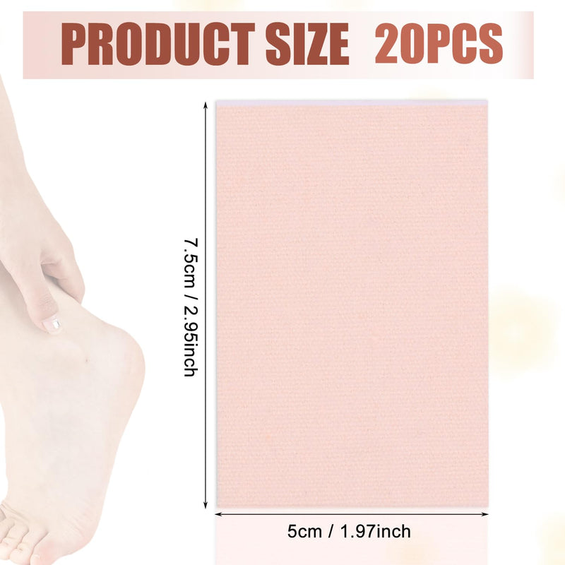 20pcs Adhesive Pads for Feet, Waterproof Moleskin Tape Prevention Padding Moleskin Stickers Moleskin Strips for Feet Decrease Friction for Hiking Running Travel Heel