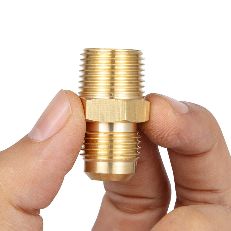 2 PCS Brass Tube Fitting, Half Union Gas Adapter 3/8" Flare x 3/8" NPT Male Pipe