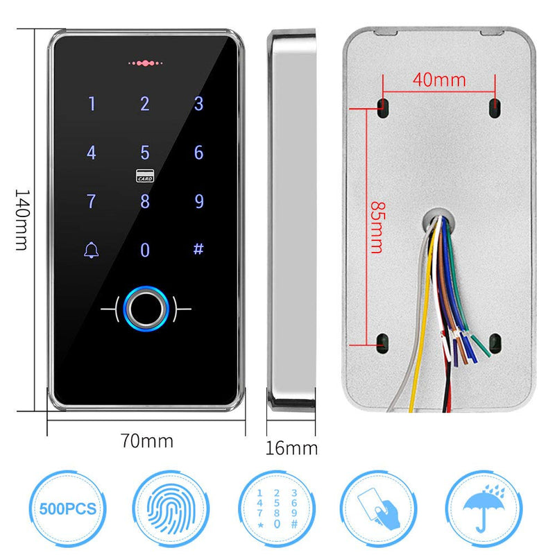 Fingerprint Access Control System Kit, Fully RFID Keypad with Upgraded 180KG Magnetic Lock and Professional Power Supply, for Door Security, Outdoor Multicolor HERNAS-180KGL F20
