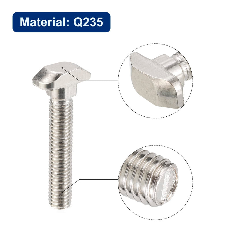 uxcell M8x45mm T Slot Drop-in Bolt, 15pcs Hammer Head T-Bolt T Shape Stud Sliding Screw for European Standard 40 Series Aluminum Profile 15