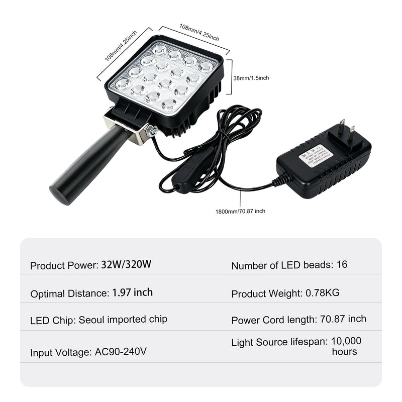 Handheld 300W UV Curing lamp Handle UV lamp, Glue Plate lamp Flaw Detection lamp for Curing Photosensitive Resin lamp 365nm/395nm/405nm UV Light for Curing(32W 365nm) 32W 365nm