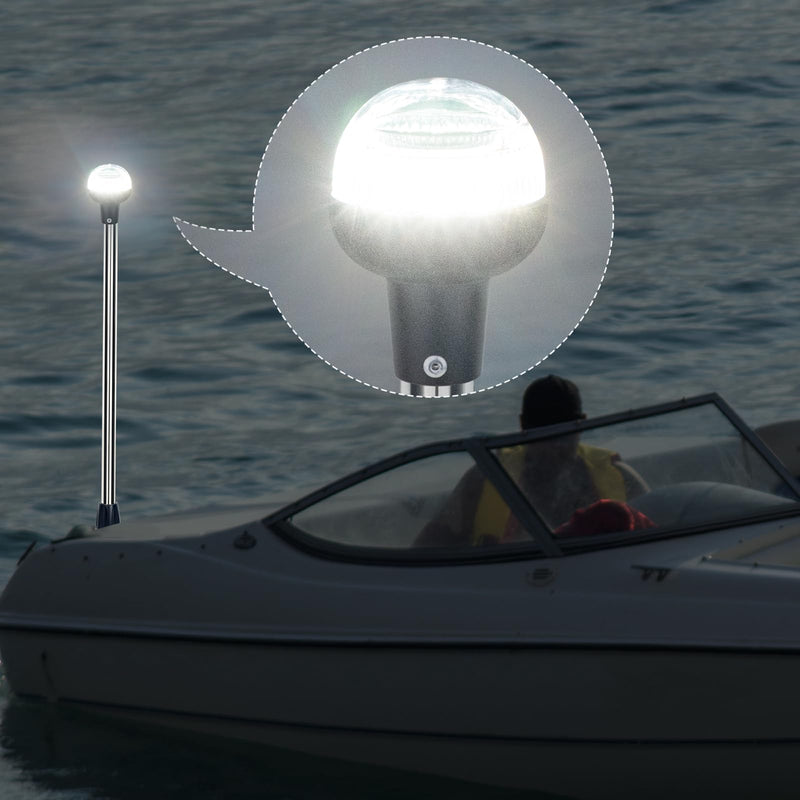 Stern Light Boat Anchor Light Marine Navigation Lights USCG 2 NM LED All Round White Removable 2 Pin Plug in Stainless Steel Base Flush Mount12 Volts 22 Inches