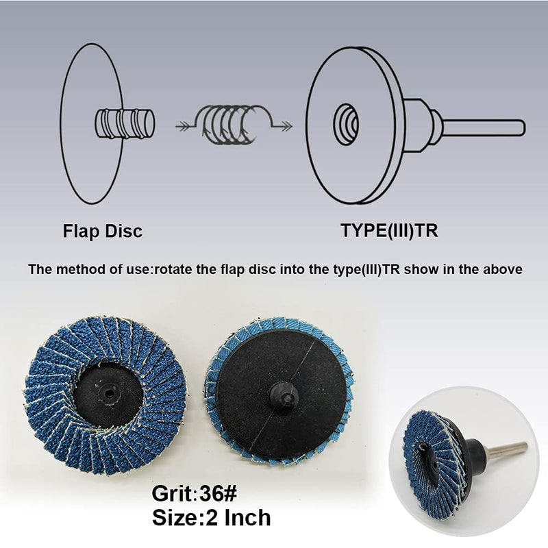 24 Pcs 2 inch Roll Lock Flap Discs with 1/4" Holder Die Grinder Attachments T27 Zirconia Flat 36/60/80 Grit Grinding Wheels for Surface Prep Flap 25Pack Mix - NewNest Australia