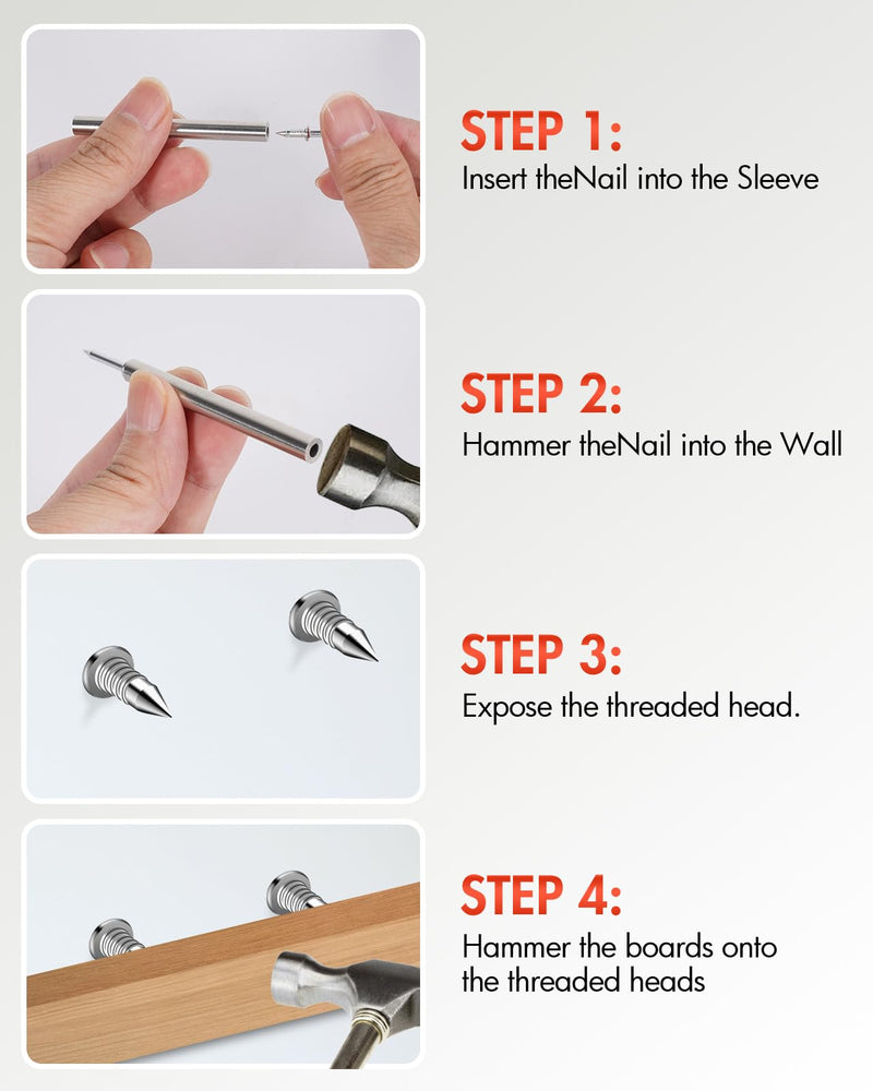 Double-Head Skirting Thread Seamless Nail, Skirting Line without Marks Nail, Seamless Nail, Invisible Security Screws,Solid Wood Baseboard Equipped with Nail Specific Sleeve Tool (240pcs+3tools) 240pcs+3tools