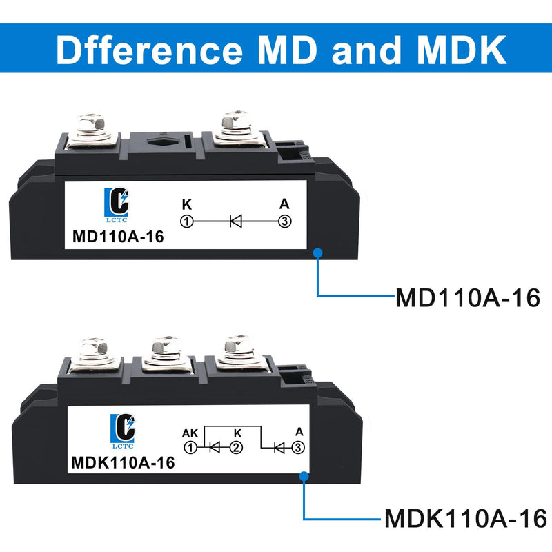 Solar Diodes blocking Diode MDK 110A (100A)-16 for DC;One Way Inline;Commonly Used in photovoltaics confluence, Solar Energy, Generally Used with Solar Cells and Solar Panels(MDK 110A-16)