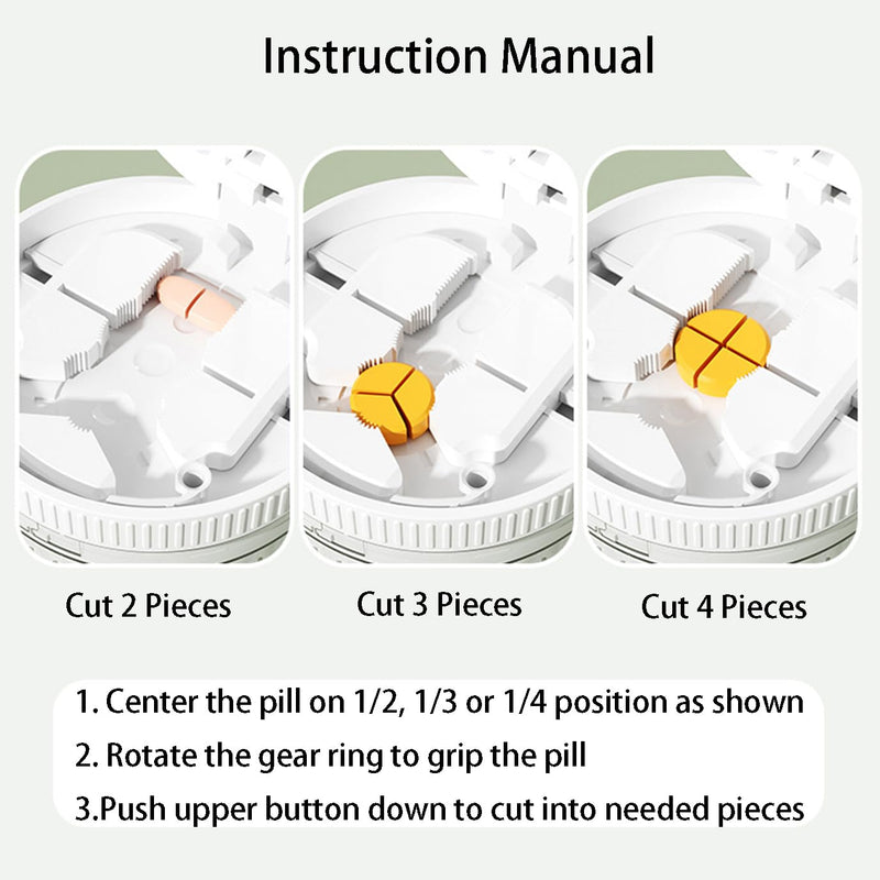 Pill Cutter with Grinder and Water Cup, 7 in 1 Multi-Functional Medicine Splitter(White) White
