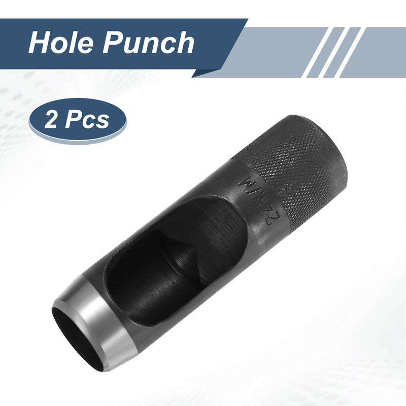 HARFINGTON 2pcs Leather Hole Punch 24mm Hollow Round Hole Puncher Cutter Carbon Steel Tool for Watch Cloth Belt Gaskets DIY Leather Craft Repair, Black 2