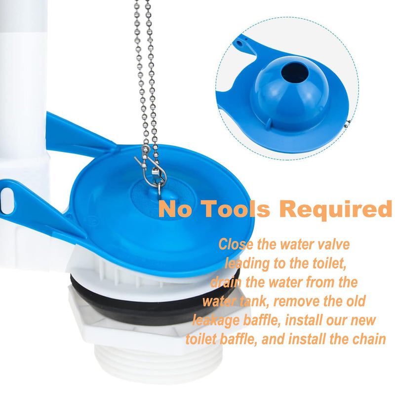 Gerber Toilet Flapper Replacement, 2 Pack 3 inch for Gerber 99-788 with 2 Toilet Handle Chains Lecyco Rubber Water Saving, Easy to Install Blue x 2