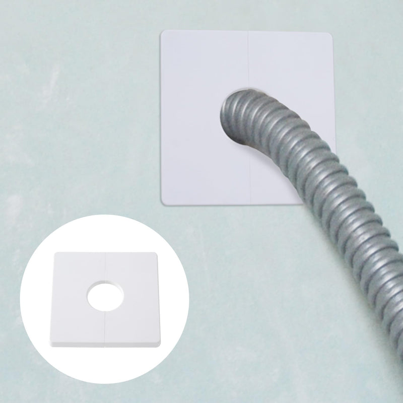 2pcs Escutcheon Plate Wall Split Flange, 28mm/1.1in ABS Wall-Mounted Water Pipe Flange Cover, Self-Adhesive Square Plumbing Cover Plates for Kitchen Toilet- White 2-White