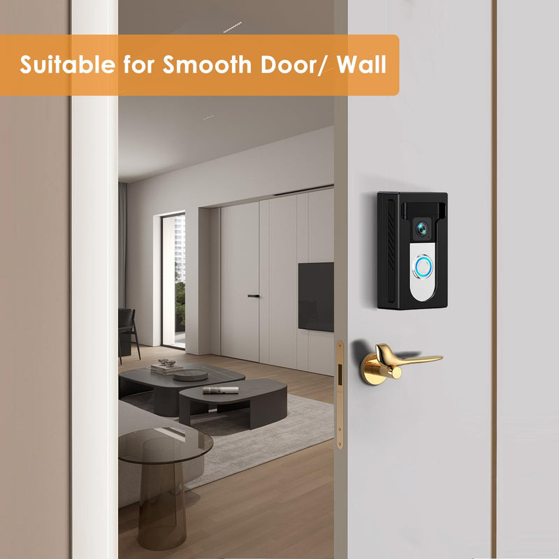 QIBOX No Drill Adhesive Video Doorbell Mount Compatible with Ring/Blink Wireless Video Doorbell, Anti-Theft Camera doorbell Holder Accessories, Not Block Doorbell Motion Sensor & Camera Stick-on Version