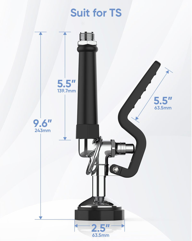 Pre Rinse Sprayer Dishwash for Kitchen: Rnatflu Commercial Sink Faucet Sprayer Head Replacement Part - 1.42 GPM High Pressure Handheld Washing Pull Down Spray Valve Assembly Black Square