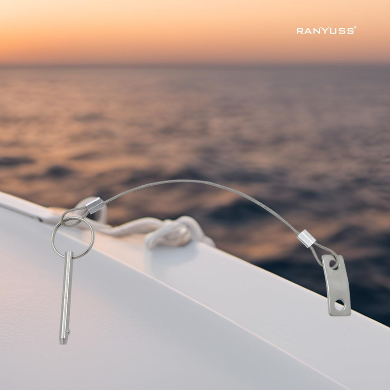 4Pack of Bimini Top Ball Pin with Lanyard Dia 3/16in(4.8MM) , Usable Length 1.5in(38mm), Total Length 2in(51mm) Full Stainless Steel 316, Quick Release Pin Marine Hardware