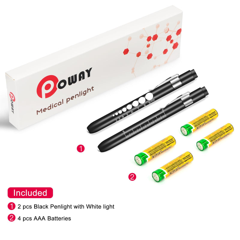 Pen Lights Medical with Pupil Gauge and Ruler LED Pen Lights for Nurses Doctors Nursing Pen Light with 4 Batteries Free 2pcs Black Penlight Nurse Penlights for Nurses Pen Light for Nurse Accessories