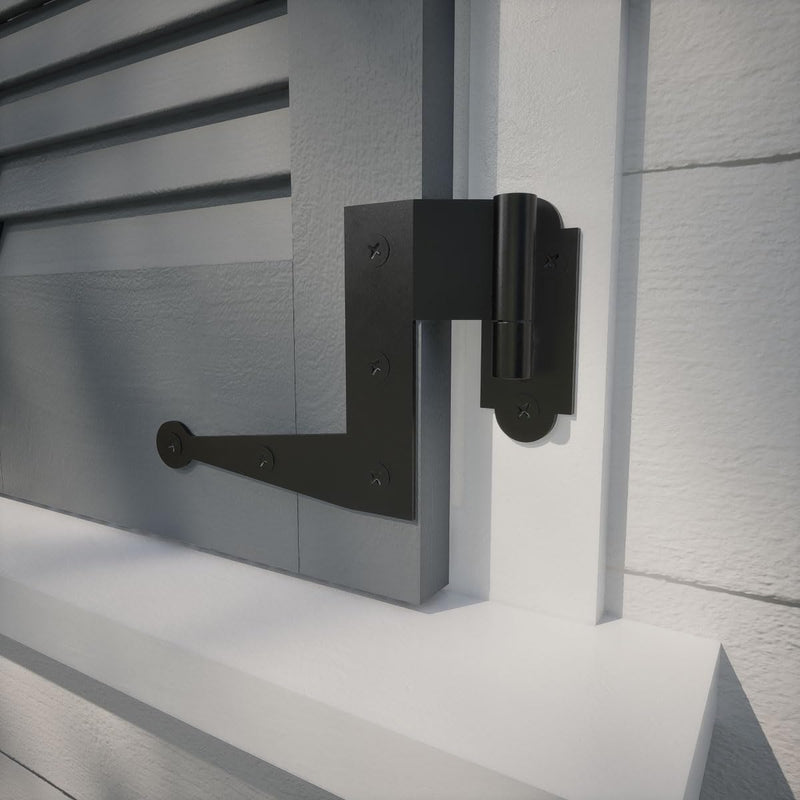 SteelTek L-Hinge with 1 1/2" Offset (Sold as Pair), 304 Stainless Steel, Powder Coated Black