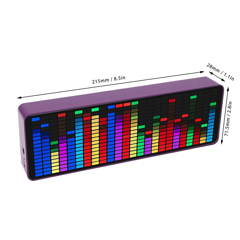 Music Spectrum Display, 384 LED Audio Spectrum Analyzer with Clock, 20 Dynamic 7 Color Music Spectrum Pickup Analyzer with 1624 Segment Rhythm Light Level Voice Sensor, for Audio