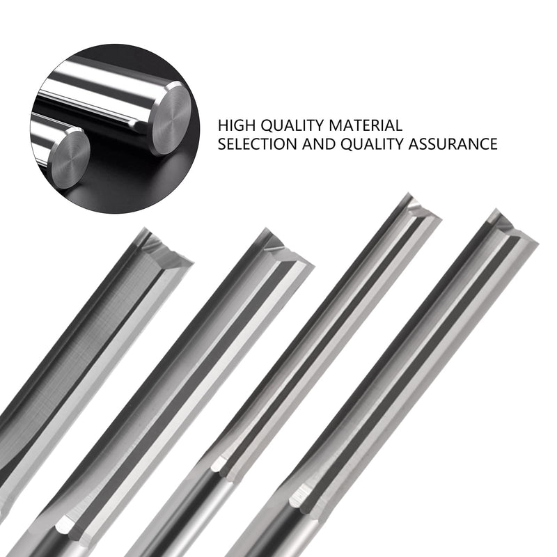 CNC Straight Router Bit 1/8 Inch Shank 1/16 Cutting Dia Router Bit Straight Flute Carbide End Mill Cutter 2-Flute Carbide CNC bit for Woodworking 10 Pack