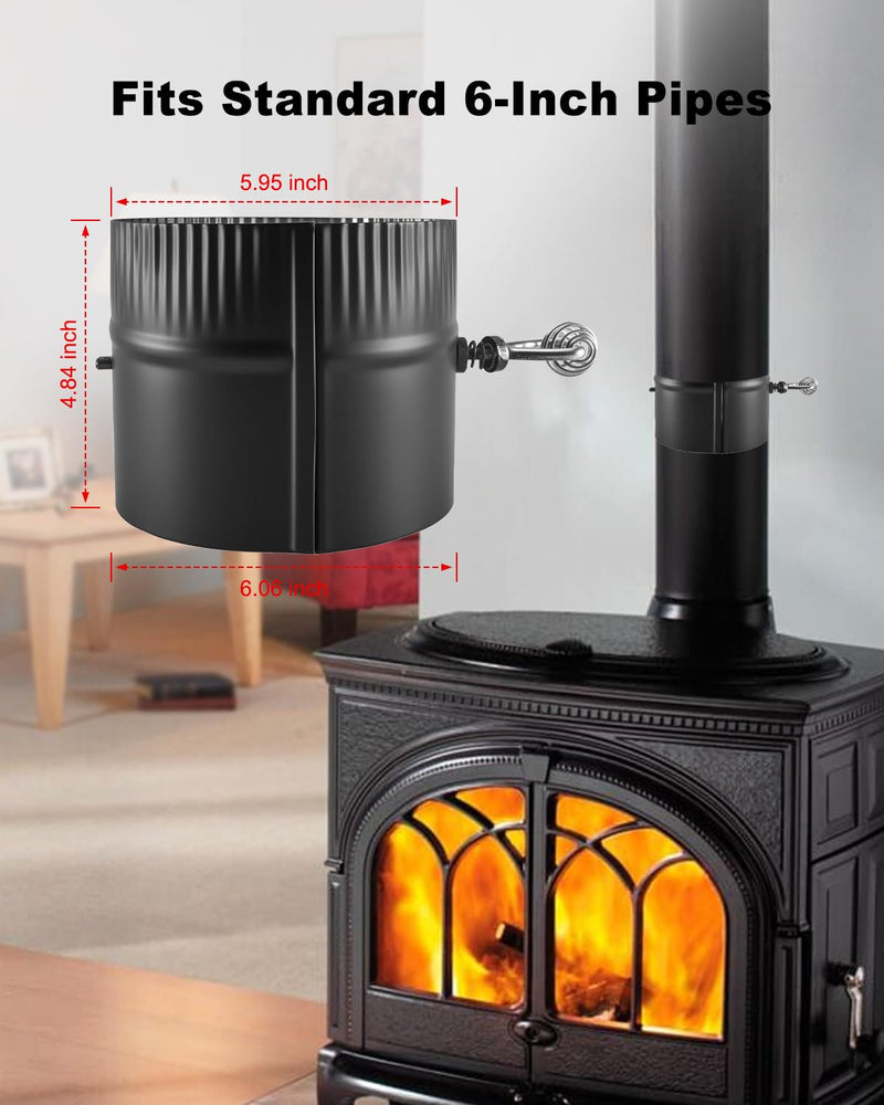 6 Inch Stove Pipe Damper Fit for Wood Stove Adapter, Heat Loss Reduction