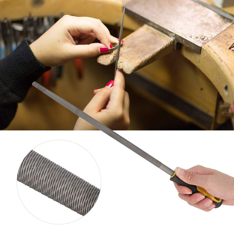 Fdit 12 Inch Round Mill Steel File Rasp with Handle T12 Carbon Tool Steel Special Tooth Design Sharpening Shaping Tool for Metal Projects(#3) #3
